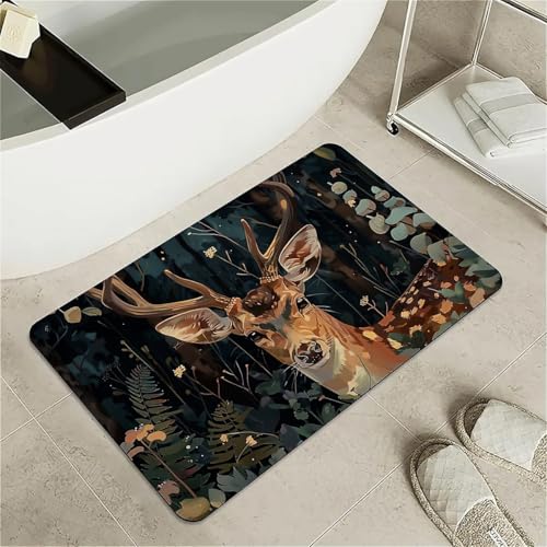 Diatomaceous Earth Bath Mat,Jungle Deer Non-Slip Volume Super Absorbent Fast Drying Eco-Friendly Easy to Clean for Bathroom Kitchen Door mat 17×27.5Inch (43 * 70cm) - color: Jungle Deer, size: 17×27.5Inch (43*70cm)