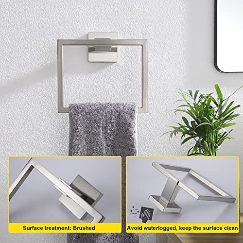 KOKOSIRI Bath Towel Ring 2PC Towel Hanger Bathroom Towel Holder Towel Rack Wall Mounted Stainless Steel 2 Pack, Brushed Steel, B3004BR-P2 - color: Brushed Nickel, size: 2 Pack