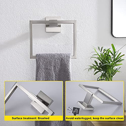 KOKOSIRI Bath Towel Ring 2PC Towel Hanger Bathroom Towel Holder Towel Rack Wall Mounted Stainless Steel 2 Pack, Brushed Steel, B3004BR-P2 - color: Brushed Nickel, size: 2 Pack