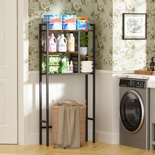 Asgolion Over-The-Toilet Storage Rack, 3-Tier Bathroom Shelves Over Toilet | Above Toilet Storage, Behind Toilet Bathroom Organizer, Space Saver, Freestanding, Rustic Brown - color: Rustic Brown+black