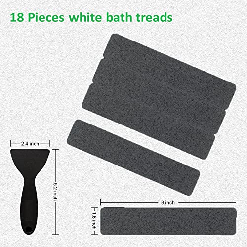 Non Slip Bathtub Strips 18 PCS Larger Adhesive Anti Slip Shower Stickers for Bath Tub, Bathroom, Stairs with Premium Scraper - color: Grey