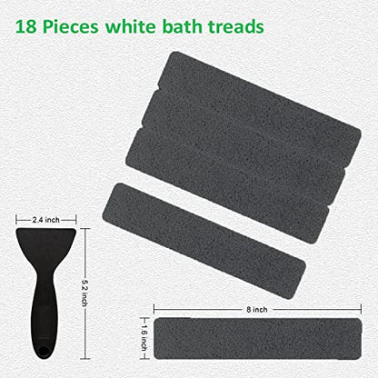 Non Slip Bathtub Strips 18 PCS Larger Adhesive Anti Slip Shower Stickers for Bath Tub, Bathroom, Stairs with Premium Scraper - color: Grey