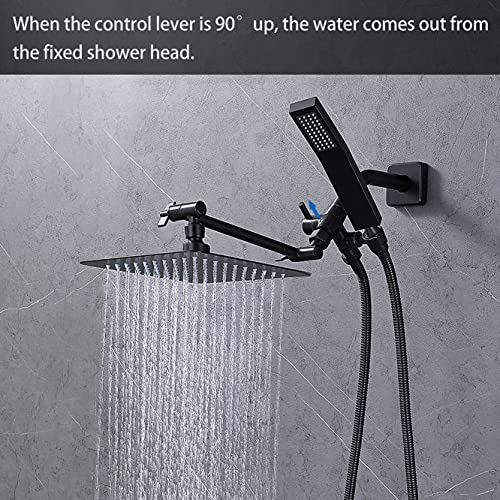 G-Promise Solid Metal Shower Head Diverter with Holder 3-Way (Chrome) | Spray Separately or Both, Adjustable-Angle Bracket, Anti-Leak, Smooth Knob Switch, Easy Install, Universal Replacement Part - color: Oil Rubbed Bronze