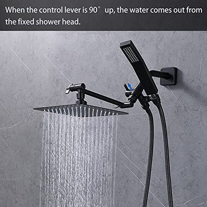 G-Promise Solid Metal Shower Head Diverter with Holder 3-Way (Chrome) | Spray Separately or Both, Adjustable-Angle Bracket, Anti-Leak, Smooth Knob Switch, Easy Install, Universal Replacement Part - color: Oil Rubbed Bronze