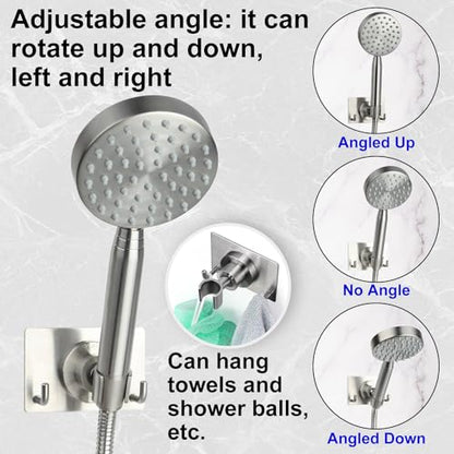 All Metal Shower Head Holder with Adhesive and Screw Two Install Methods | Adjustable Solid Stainless Steel Handheld shower holder for wall, Showerhead Wand Bracket, Brushed Nickel - style: A-Style Brushed