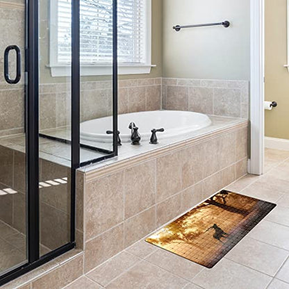 Bath Tub Mat Non Slip Shower Mat Deer Forest Extra Long Bathtub Mat 26.8x15 inches Bathroom Bath Mat with Suction Cups Drain Holes Machine Washable - color: Deer Forest