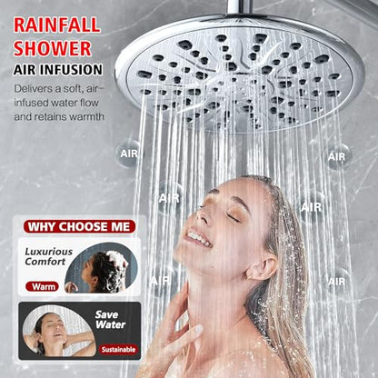 SUMERAIN Bathroom Shower Faucet System with Slide Bar, Chrome Finish | Modern, High Pressure Rainfall Shower Head, 3-Setting Handheld Shower, 2-in-1 Easy Control Shower Valve Included - color: Chrome