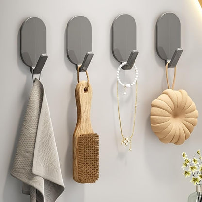 5Pcs Strong Adhesive Towel Hooks - No Drill Wall Door Mount, No Residue Hangers for Bathroom Toilet