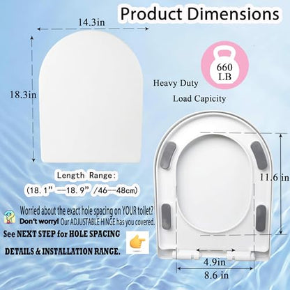 Minsha Soft-Close Toilet Seat – U-Shaped, Elongated, Easy to Install | soft close toilet seat D/U shape 18”X14“quick release toilet seat top fixing PP - size: M18“