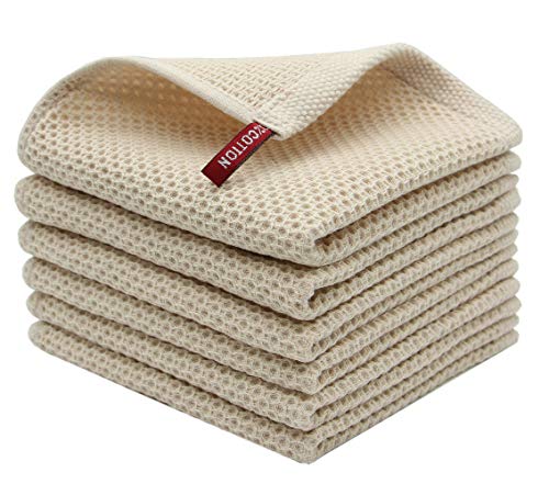 Cotton Dish Rags Dish Cloths for Washing Dishes,12”x12”, 6 Pack, Beige | Soft Kitchen Washcloths Rags, Absorbent Waffle Kitchen Hand Towels, Cotton Dish Towels for Kitchen Drying - color: Beige, size: 12inch x 12inch