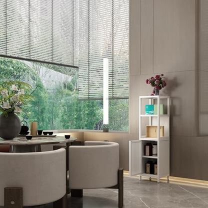 White Linen Tower Bamboo Storage Cabinet 52 Feet Tall Ideal for Living Room Bedroom Bathroom Storage Solutions