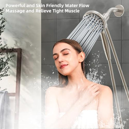 9 Settings High Pressure Magnetic Shower Head with Handheld | Power Wash for Tub&Tile, Magnetic Bracket, Pause Mode for Water Saving, Easy Clean Nozzles, Stainless 6ft Hose, Satin Nicke - color: Satin Nickel