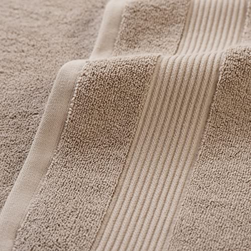 Arkwright Solid 6 Piece Bath Towel Set, 100% Cotton 600 GSM Soft Absorbent Bathroom Towels for Hotel, Spa or Vacation Rental, Latte Beige (2 Bath Towels, 2 Hand Towels, 2 Washcloths) - color: Latte Beige