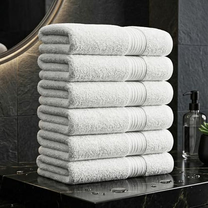 100% Cotton Hand Towels 18x28 Inches, 600 GSM, Soft & Absorbent, Set of 6, White - color: White, size: Hand Towel Set of 6