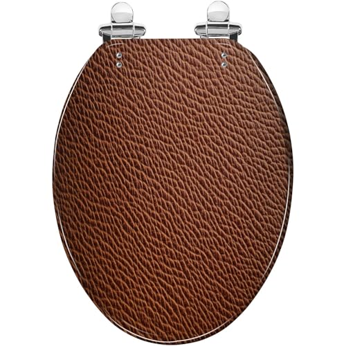 Elongated Resin Toilet Seat, Quietly Close Quick Release Hinges Cover | Toilet Lid Cover Easy to Clean and Install, Leather texture Heavy Duty Toilet Seat - color: pattern3, size: V-shape
