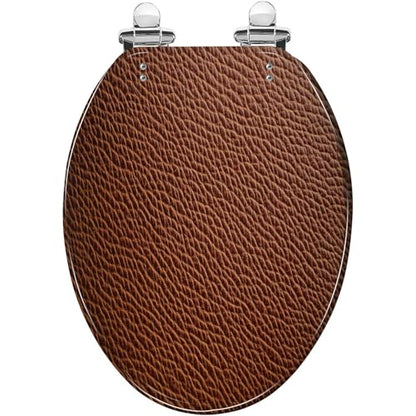 Elongated Resin Toilet Seat, Quietly Close Quick Release Hinges Cover | Toilet Lid Cover Easy to Clean and Install, Leather texture Heavy Duty Toilet Seat - color: pattern3, size: V-shape