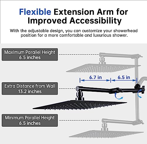 G-Promise All Metal 10 Inches Rainfall Shower Head with Handheld Combo | All Metal, Built to Last, Easy Install, Adjustable Height & Angle for All Heights, Extra Long Hose, Modern Upgrade - color: Matte Black, size: 10 Inches