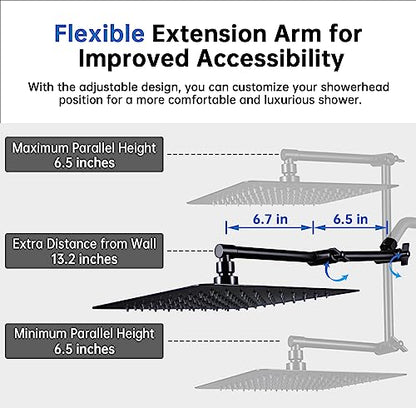 G-Promise All Metal 10 Inches Rainfall Shower Head with Handheld Combo | All Metal, Built to Last, Easy Install, Adjustable Height & Angle for All Heights, Extra Long Hose, Modern Upgrade - color: Matte Black, size: 10 Inches