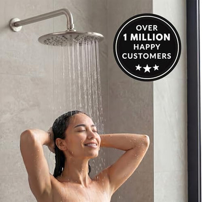Luxury Rain Shower Head - 2.5 GPM - Brushed Nickel | 9 Inch Large, High Flow, Overhead Rainfall Showerhead With Self-Clean Nozzles, Easy Install, Adjustable Brass Ball Joint - color: Brushed Nickel, size: 2.5 GPM