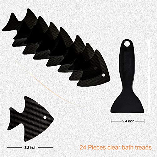 Secopad Bathtub Stickers Non-Slip, 24 PCS Safety Shower Treads Adhesive Appliques with Premium Scraper (Black) - color: Black