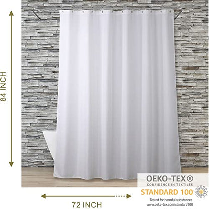 White Shower Curtain for Bathroom: Water Repellent Quick Dry - 84"Lx72"W | Striped Textured Linen Style 84 IN Extra Long Polyester Fabric Bath Curtain, Simple Elegant Lightweight Washable Semi-Sheer - color: Bright White, size: 72"W x 84"L (Pack of 1)