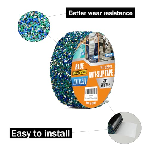 Pool Rubber Grip Tape 4" x 16.5ft -Blue Anti Slip Tape, Step Grips for Pool Sides, Showers, Bathroom,Stairs Outdoor, and Wet Areas (2inches X 16.5feet) - size: 2inches X 16.5feet
