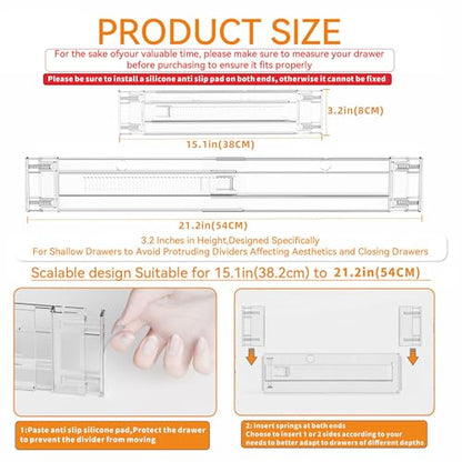 8 Pack Clear Expandable Deep Drawer Separators From 15 to 21'' - 3.2 Inch Tall Acrylic Drawer Dividers for Clothes,Dresser Drawer Dividers for Dresser,Baby Nursery,Clothing,Sock or Underwear