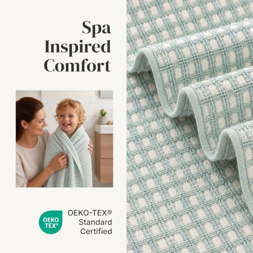 Modern Threads 6 Piece Cotton Bath Towel Set – Ultra Soft 600 GSM Towels – Bathroom Set with Hand Towels and Washcloths – Waffle (Sage Mist) - color: Sage Mist, style: Waffle