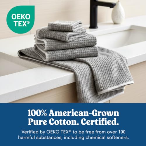 ONSEN Sculpted Terry Hand Towels, 100% American Cotton, Quick Dry Lint Free, Lightweight Absorbent Hand Towel Set with Hanging Loop, 20x30 in (Grey Fog, 2X Hand Towel) - color: Grey Fog, size: 2X Hand Towel