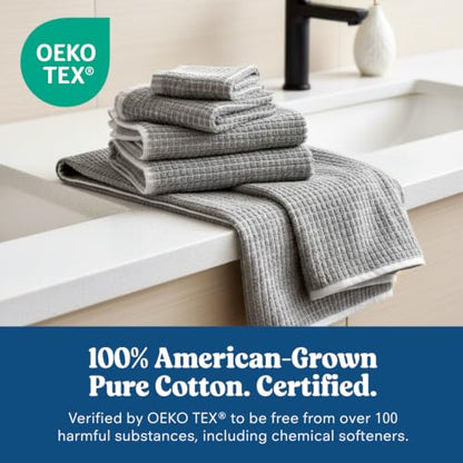 ONSEN Sculpted Terry Hand Towels, 100% American Cotton, Quick Dry Lint Free, Lightweight Absorbent Hand Towel Set with Hanging Loop, 20x30 in (Grey Fog, 2X Hand Towel) - color: Grey Fog, size: 2X Hand Towel