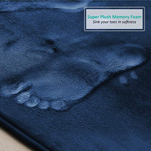 Clara Clark 3 Piece Bathroom Rugs Bath Mat Set, Velvet Memory Foam Bath Mats for Bathroom - Non-Slip, PVC Backing Bath Rugs, Washable - Dries Quickly, Blue - color: Blue