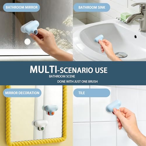 Mini Squeegee for Mirror and Car Windows, 2 in 1 Window Scrubber, Sponge Wipe, Silicone Small Squeegee, for Bathroom Mirror Makeup Mirror