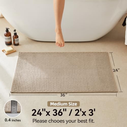Triohero Bathroom Rugs Non Slip Washable, Super Absorbent Thin Bath Mat Quick Dry Low Pile Bathroom Rug, Beige 24x36 - color: Beige New, size: 24"x36"