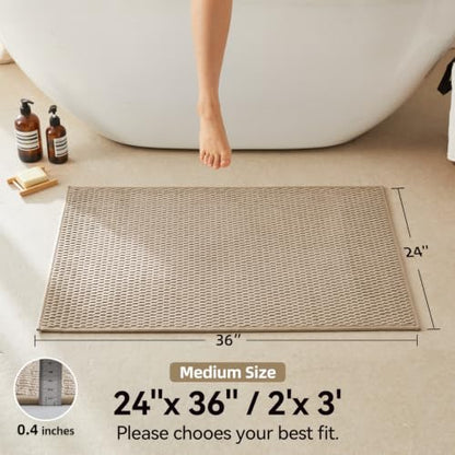 Triohero Bathroom Rugs Non Slip Washable, Super Absorbent Thin Bath Mat Quick Dry Low Pile Bathroom Rug, Beige 24x36 - color: Beige New, size: 24"x36"