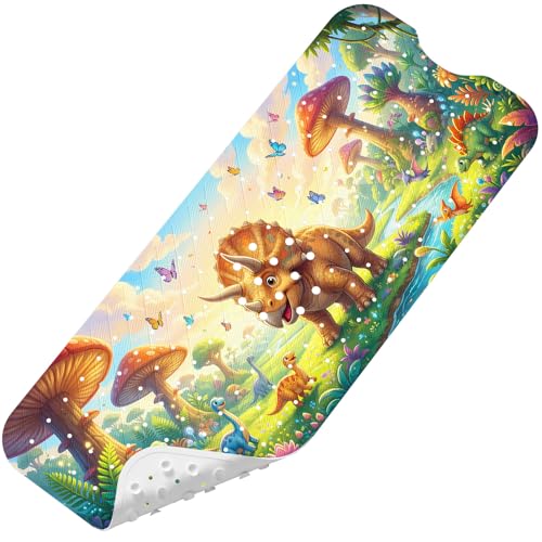 Upgrade Cartoon Baby Bath Mat Non Slip - 40"x16" Extra Long Bathtub Mat for Baby Eco Friendly Durable Bath Mat for Tub Non Slip Kids Tub Mat with Suction Cups, Machine Washable and No Fading, Dinosaur - color: I-dinosaur-2