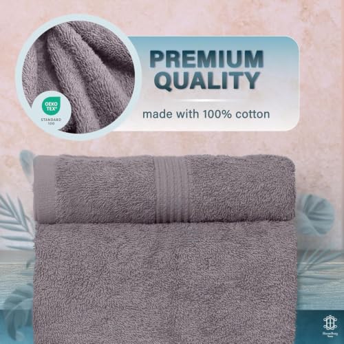 Luxe 2-Piece Bath Towel Set – Large Soft Cotton Towels, Absorbent, Durable & Skin-Friendly, Machine Washable, 27 x 54 in, Stone Grey - color: Stone Grey