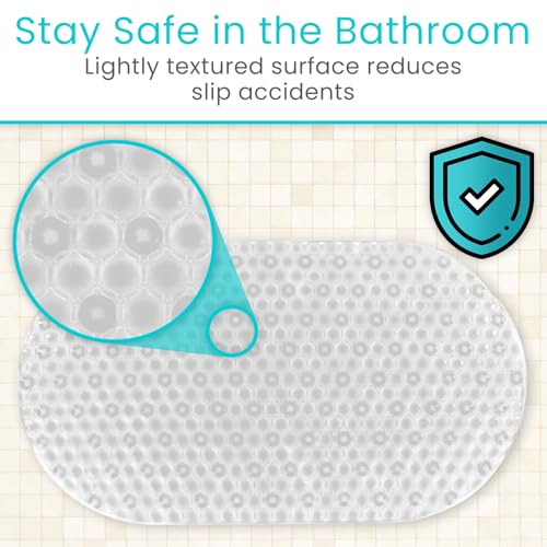 Vive Oval Bathtub Mat - Nonslip Shower Floor Pad - Non-Slip and Non-Skid | For Bath Tub with Strong Rubber Suction Cup Grip - for Baby, Elderly, Kids, Bathroom (Gray) - color: Clear