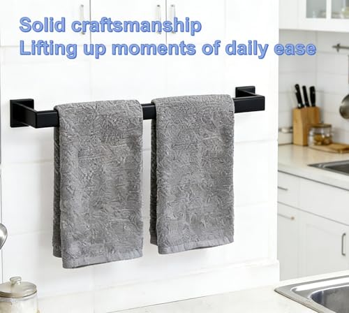24 Inch Bathroom Towel Bar SUS304 Stainless Steel Matte Black Towel Holder Wall Mounted Heavy Duty Towel Rack Bathroom Towel Rod Modern Square Base Design(1, Matte Black, 24 Inch) - color: Matte Black, size: 24 Inch