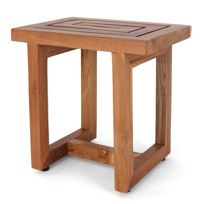 Teak Shower Bench - Teak Shower Seat - Wood Bathroom Stool (Serenity) - color: Natural, size: Medium