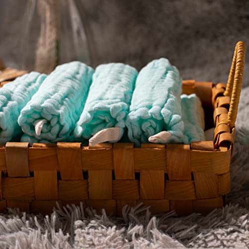 Baby Washcloths - Natural Cotton Baby Wipes - Soft Newborn Face Towel for Sensitive Skin - 10 Pack 12x12 inches - color: Green