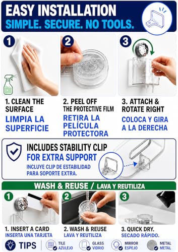HOME&I Clear Suction Cup Toothbrush Holder for Shower Wall, Twist-to-Lock Drill-Free Bathroom Organizer with 2 Hooks, Self-Draining Wall Storage for Toothpaste, Razor & Accessories - size: 1 Pack / Clear