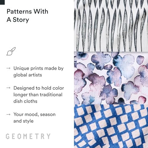 GEOMETRY Kitchen Dish Cloths - Quick Dry Dishcloths for Kitchen - Premium Dish Rags with Geoweave - 3-Pieces Tiny Petals - color: Linen Breeze, style: Dishcloth