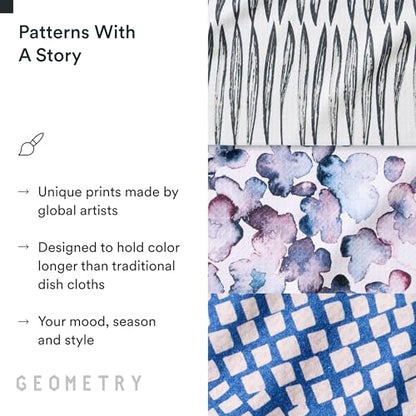 GEOMETRY Kitchen Dish Cloths - Quick Dry Dishcloths for Kitchen - Premium Dish Rags with Geoweave - 3-Pieces Tiny Petals - color: Linen Breeze, style: Dishcloth