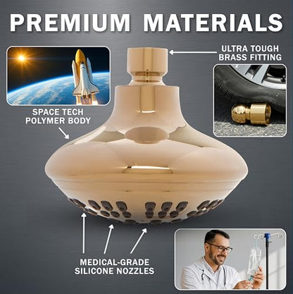 6 Function Luxury Shower Head - 1.8 GPM - Polished Brass | High Pressure Boosting, Adjustable, Wall Mount, Bathroom Showerhead With Anti-Clog Nozzles, Best For Low Flow Showers - color: Polished Brass, size: 1.8 GPM