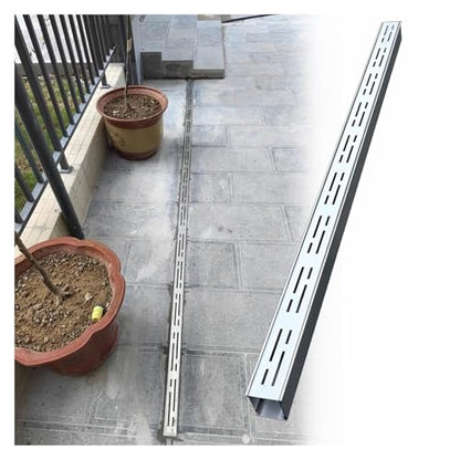 LZMZMQ 2-in Slim Channel Drain and Grate Kit, 1m 1.5m 2m Long Driveway Pool Deck Drainage Guttering Pipe and Sewerage Cover, Stainless Steel Jointable Linear Shower Drain(Silver,Length-1.5m/4.9ft) - color: Silver, size: Length-1.5m/4.9ft