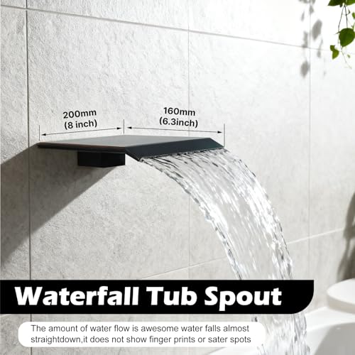 Midanya Shower System with Tub Spout,Bathtub Shower Faucet Set with Square Rainfall Head and Handheld Sprayer Wall Mount Tub Faucet Set with Valve and Trim Kit,8 Inch Oil Rubbed Bronze - color: Oil Rubbed Bronze, size: 8 Inch
