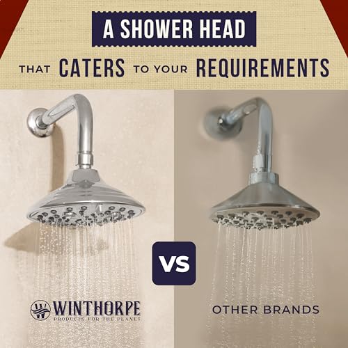 6-Inch Chrome Shower Head with 6 Settings, High Pressure Showerhead for Low Flow, Enjoy a Relaxing High Pressure Shower, Perfect Replacement for Any Bathroom - Winthorpe Scotch Mist