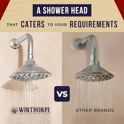 6-Inch Chrome Shower Head with 6 Settings, High Pressure Showerhead for Low Flow, Enjoy a Relaxing High Pressure Shower, Perfect Replacement for Any Bathroom - Winthorpe Scotch Mist