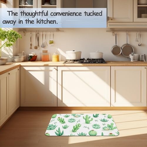 Cactus Succulent Bathroom Mat, Non-Slip Rubber Backing Thin Low-Profile Bath Rug, Easy-Clean Bathroom Floor Mat for Shower, Bathtub, Kitchen, or Entryway - color: Cactus and Succulent