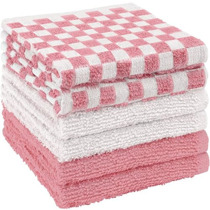 100% Cotton Checkered Washcloths 12x12 in, Gray (6 Pack) - color: Gray